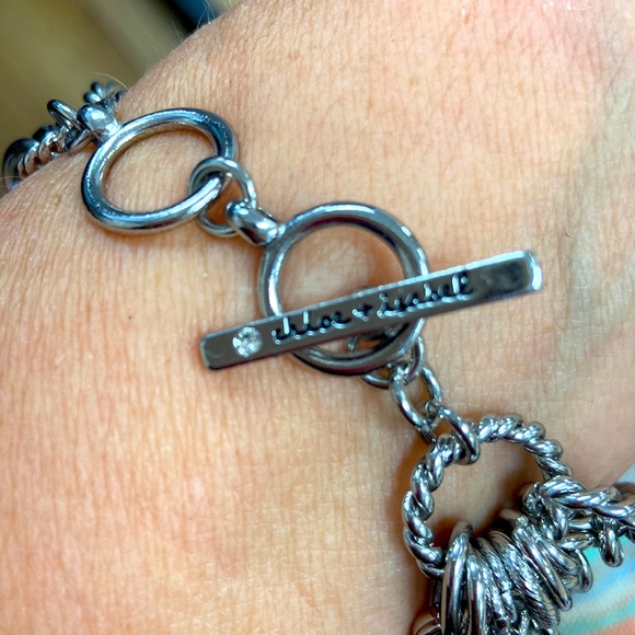 Chloe + Isabel Multi-strand Chain Pave Toggle Bracelet Silvertone Crystal Balls - Picture 3 of 3